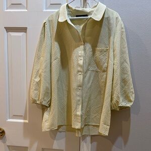 Doe & Rae Pale Yellow Textured Button-Down Shirt